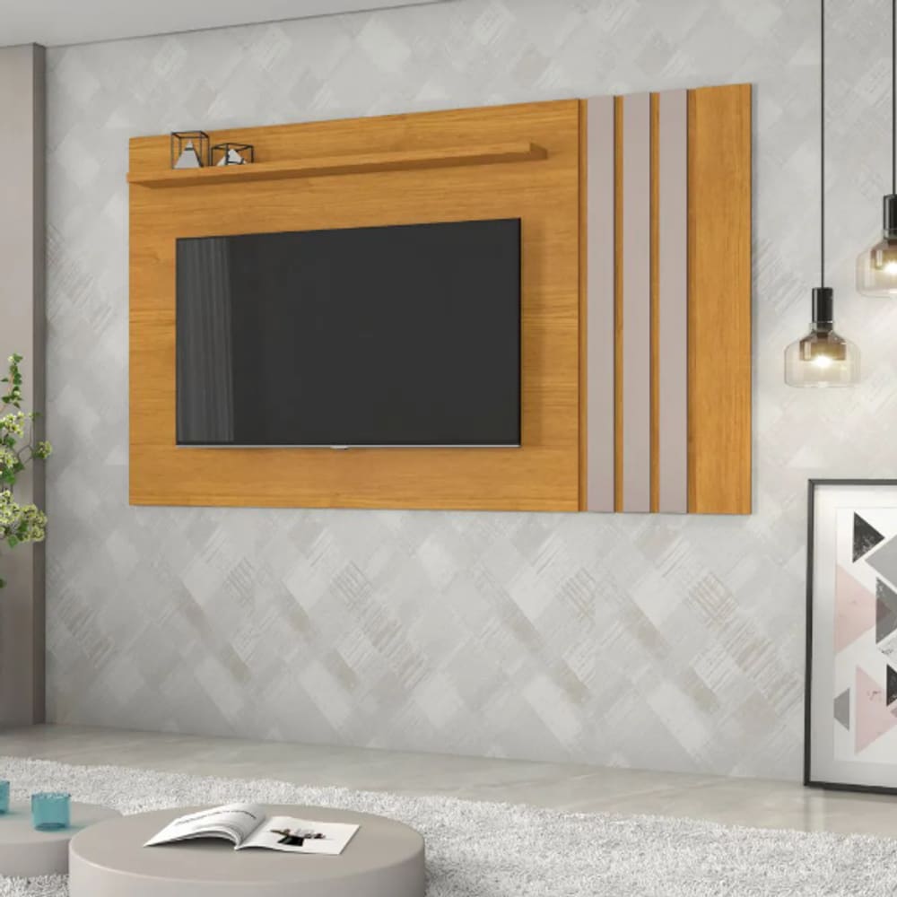 Painel Para Tv Até 70” Atraente JCM Movelaria - Cinamomo/Off