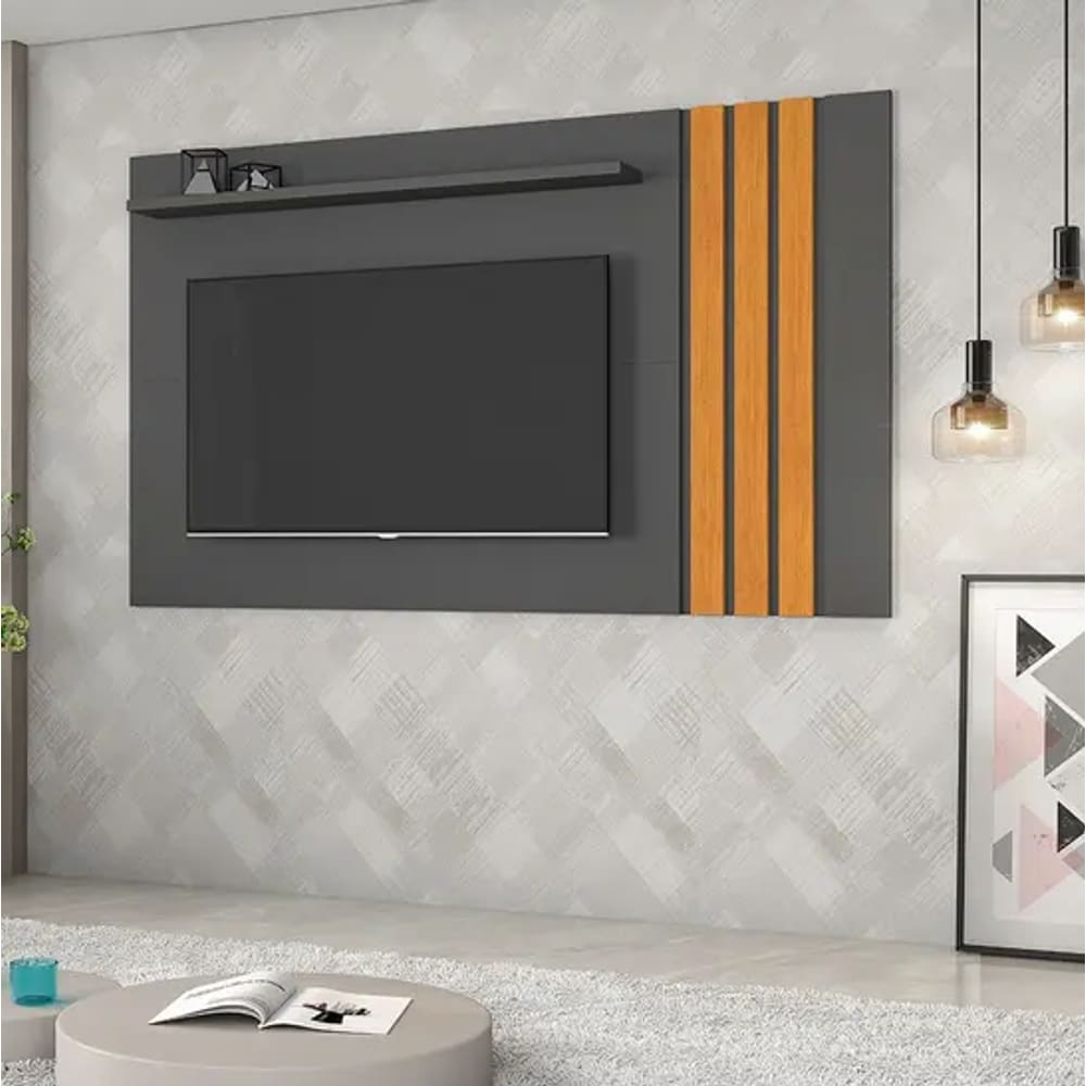 Painel Tv Até 70" Atraente JCM Movelaria - Grafite/Cinamomo