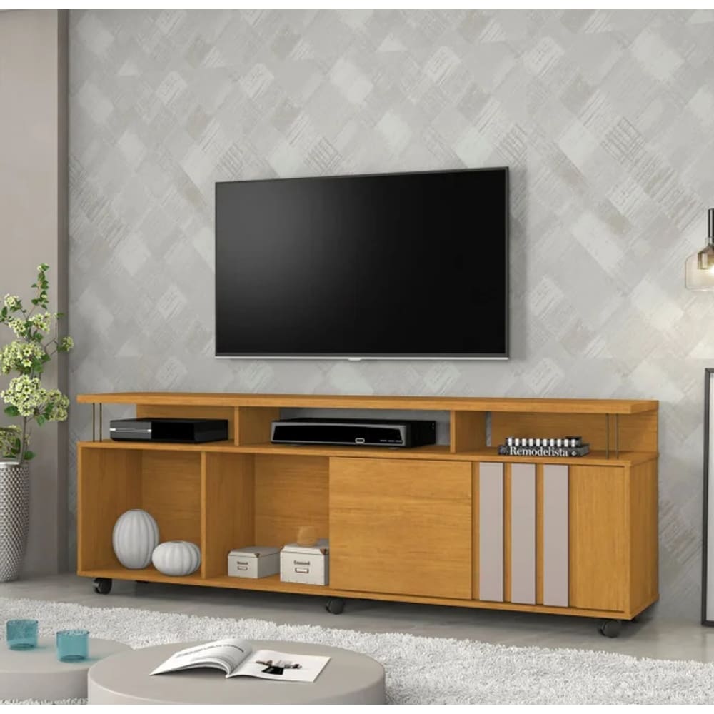 Rack Atraente Para Tv 70" JCM Movelaria - Cinamomo/Off