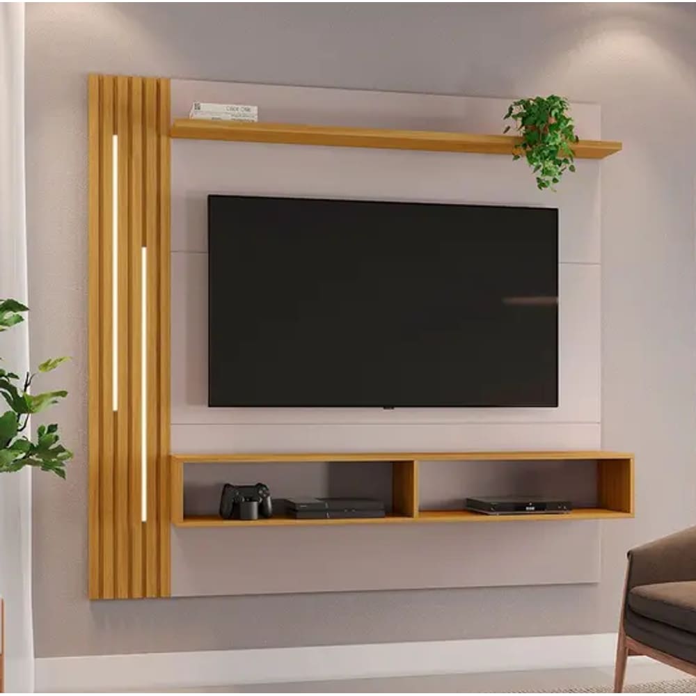 Painel Agrado Para Tv Até 65” JCM Movelaria - Off/Nature
