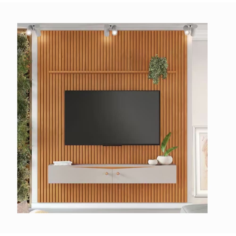 Painel Riso Ripado 2,40x2,07cm Com Nicho JCM Cinamomo/Off