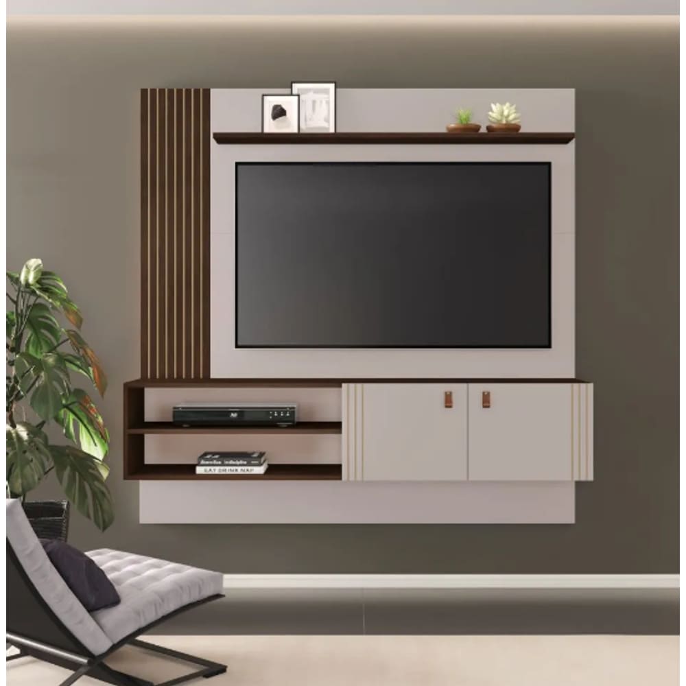 Painel Preciso Para Tv Até 65" JCM Movelaria - Off/Café Soft