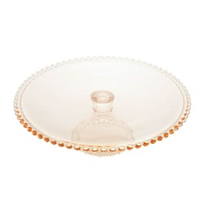 Prato C/Pé P/Bolo Cristal Pearl Bolinha Âmbar 31x11cm Wolff