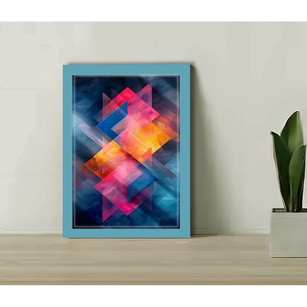 Quadro Decorativo Geo Vibrante + Vidro 33x25 Escritório Sala