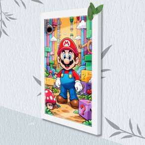 Quadro Decorativo Infantil Mario + Vidro 33x25 Sala Quarto
