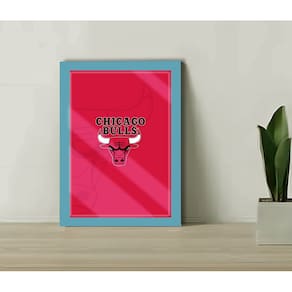 Quadro Decorativo Chicago Bulls Red + Vidro 33x25 Escrtório