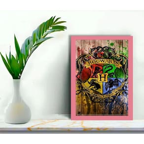 Quadro Decorativo Escola Hogwarts Madeiro + Vidro 33x25 Sala