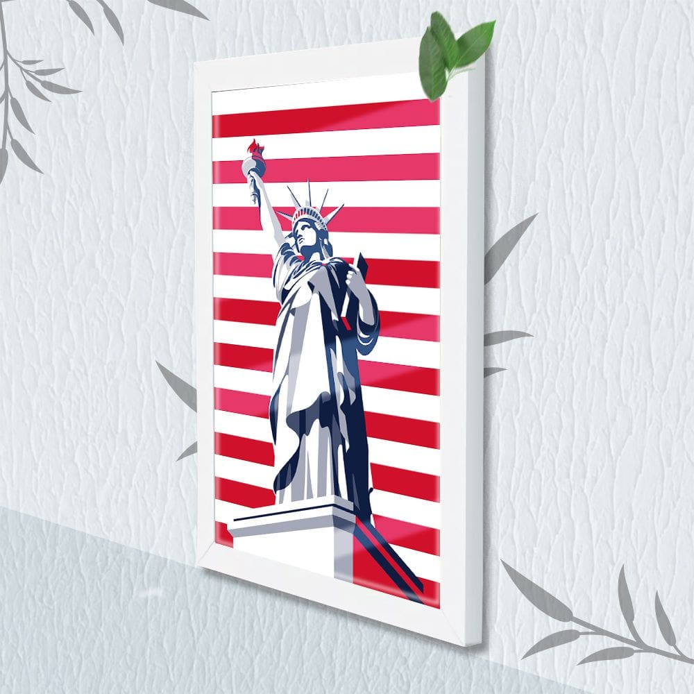 Quadro Decorativo Estatua Liberdade + Vidro 33x25 Escrtório
