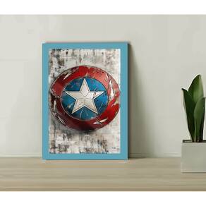 Quadro Decorativo Escudo Capitão + Vidro 33x25 Sala Quarto