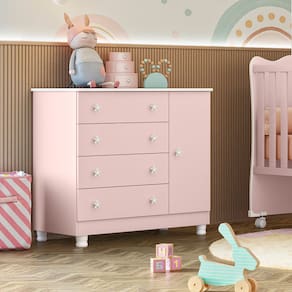 Cômoda Infanti 4 Gavetas 1 Porta Doce Sonho Qmovi
