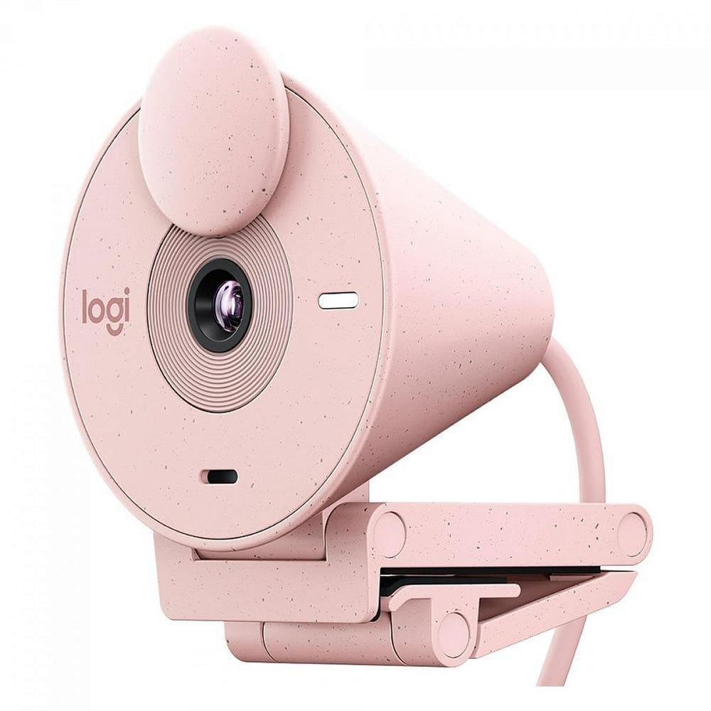 Webcam Logitech Brio 300, Full HD 1080p, USB-C, Com Microfone, Rosa
