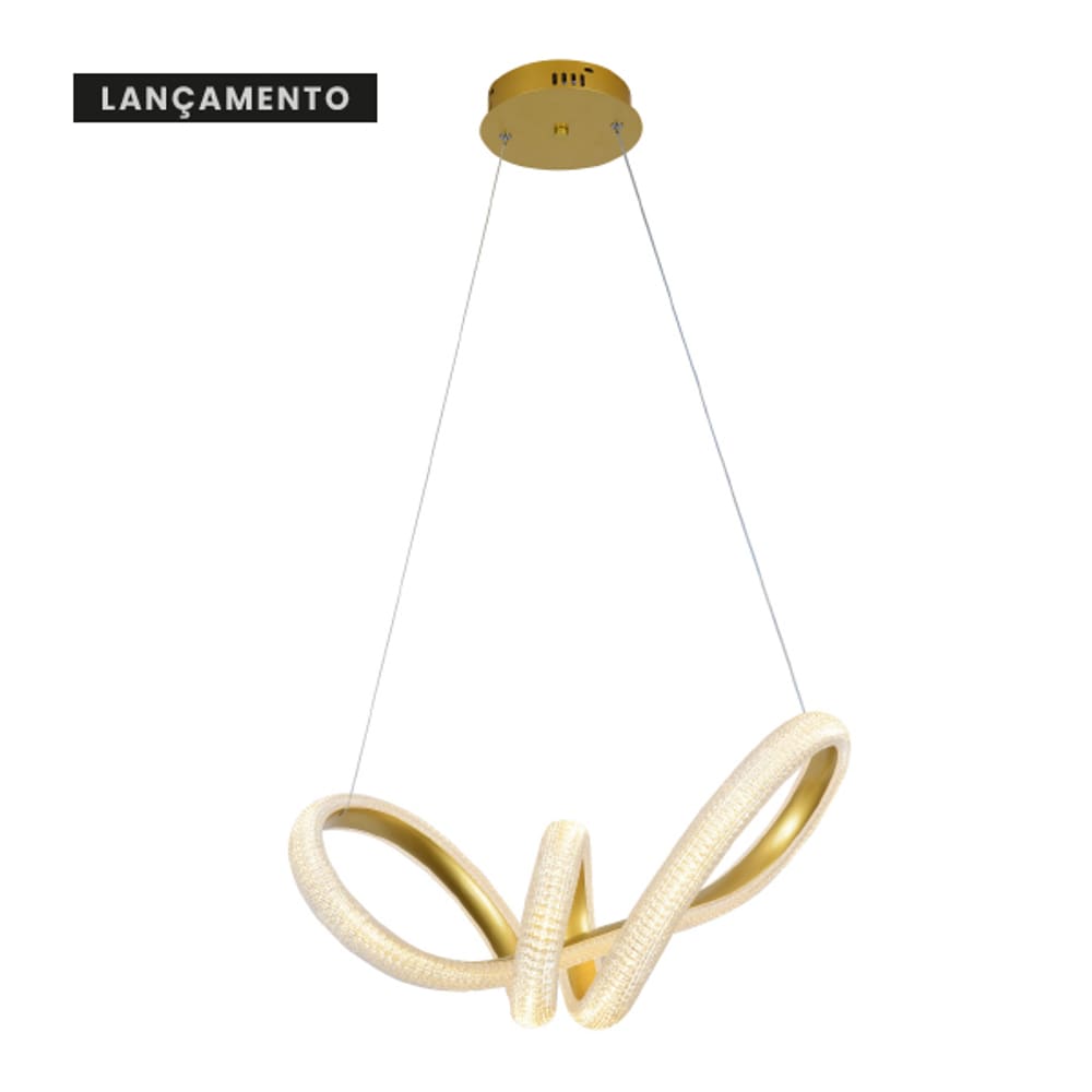 Luminária Pendente Strip 45W Led Metal Dourado