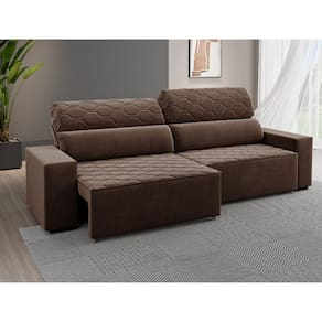 Sofá Retrátil Reclinável 4 Lugares 250cm Veludo Santiago Viero