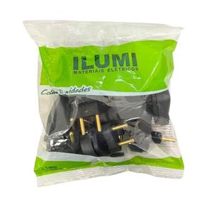 Pino Macho Gigante Angular Ilumi 2P 20A 250V Preto - Embalagem com 10 unidades