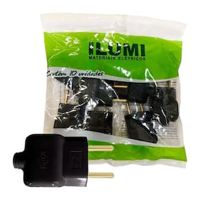 Pino Macho Ilumi 2P 20A 250V Preto - Embalagem com 10 Unidades