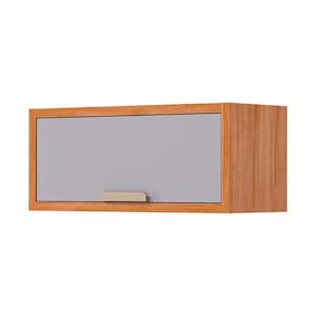 Armário Aéreo p/ Cozinha Eloise Geladeira c/ 1 Porta Basculante Riscada 80 cm Cinamomo/Platina - MGM
