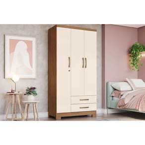Guarda Roupa Solteiro 3 Portas e 2 Gavetas Açaí DA133 Nature/Off White - Henn