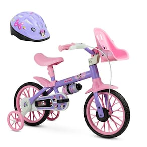 Bicicleta Infantil Menina Aro 12 Minnie Disney com Capacete