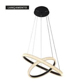 Luminaria Pendente 2 Argolas Ø60+ Ø40cm, Preta
