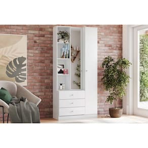 Multiuso Quarto 2 Portas (1 c/ Espelho) e 3 Gavetas Doha Branco - Henn