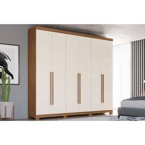 Guarda Roupa Casal 6 Portas e 4 Gavetas c/ Pés Pétrus Nature/Off White - Henn
