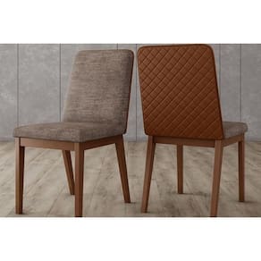 Cadeira Sala de Jantar Pietra Kit 2 Un Nature/Courano Caramelo/Linho Cacao - Henn