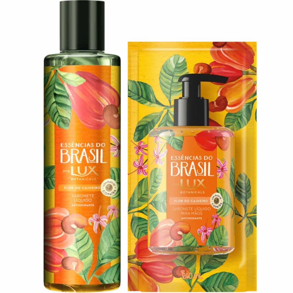 Kit Sabonete Líquido Lux Flor do Cajueiro Antioxidante Essências do Brasil + Refil