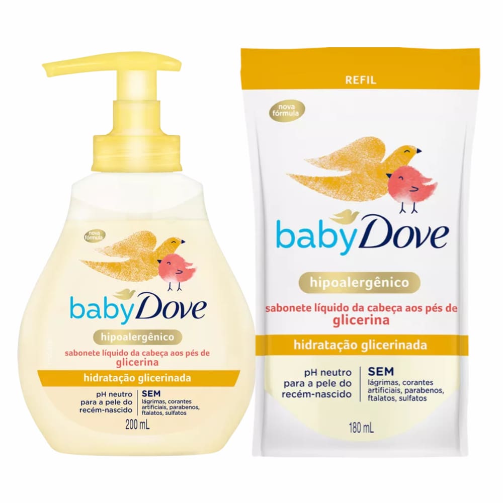Kit Sabonete Líquido Dove Hidratação Glicerinada Hipoalergênico + Refil
