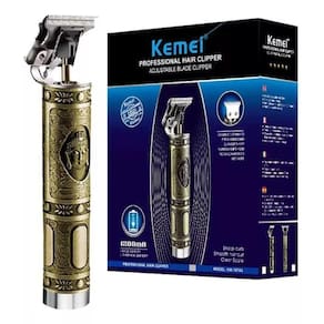 Máquina De Acabamento Pezinho/barba Metalizado Sem Fio Recarregável Buda 2 Baterias Kemei Km-1974A