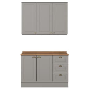 Armario Aereo E Balcao 120cm CE169 Americana Cinza Nature Henn