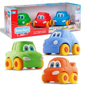 3 Carrinhos Brinquedo Carro Vinil Apertar Infantil Macio