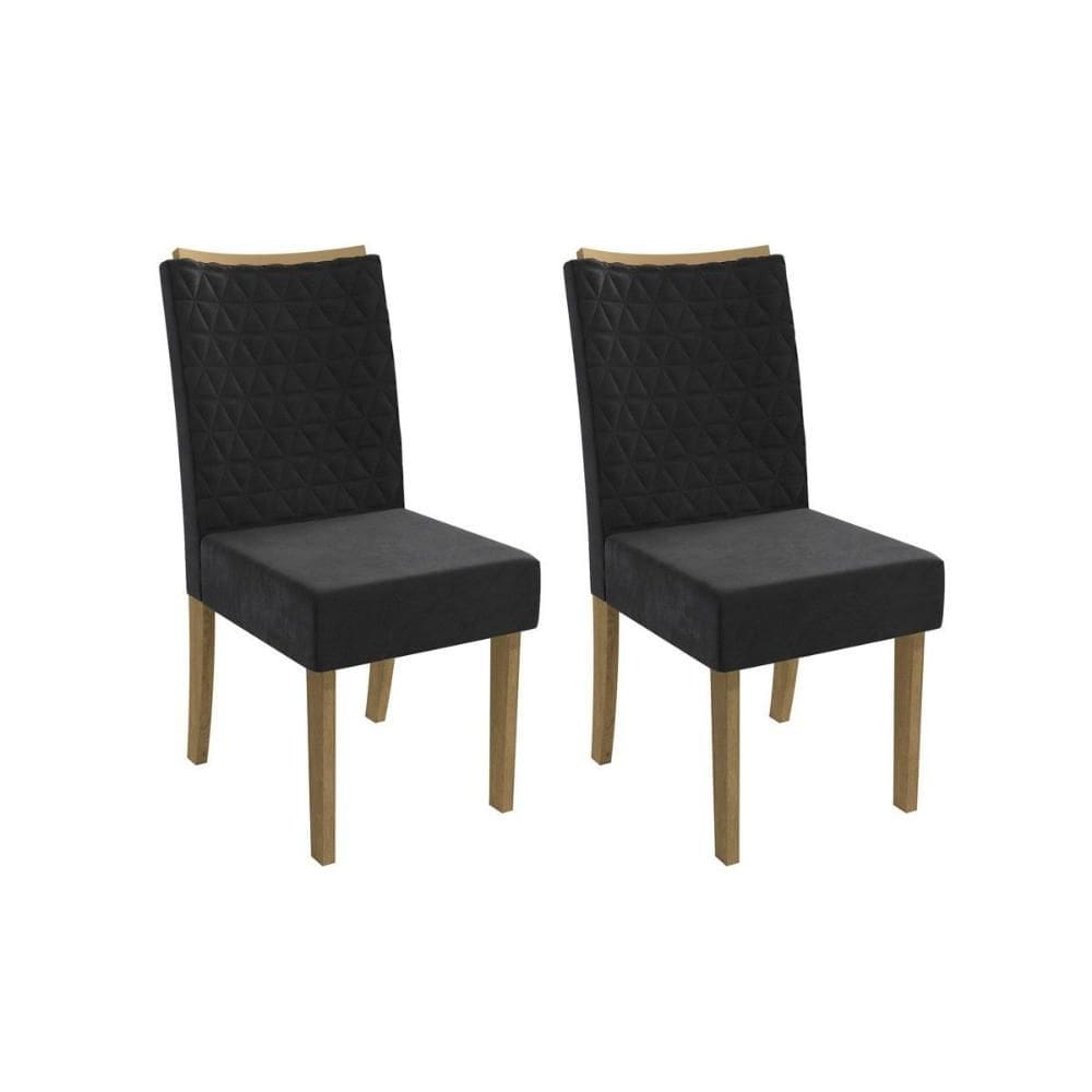 Kit 2 Cadeiras de Cozinha 2CAD129 2 Un Canela/Suede Preto - Kappesberg