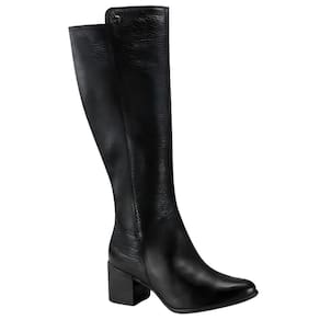 Bota Bottero 346903 Feminino Preto em couro cano longo saltinho