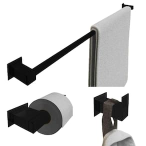 Kit Toalheiro 70Cm Inox Banheiro 3 Pçs Polido Ou Preto Fosco