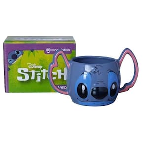 Caneca Infantil 3D Stitch Dupla Alça 450ml Zona Criativa