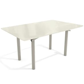 Mesa p/ Cozinha Elba Tampo Madeirado c/ Vidro 160cm Niquel/Off White - Kappesberg