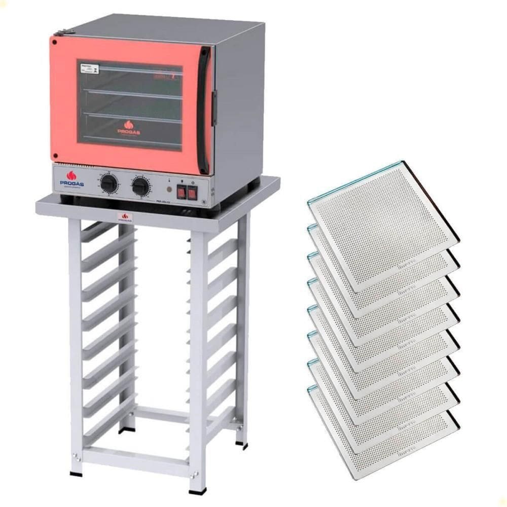 Kit Forno Elétrico Progás Turbo Fast Oven 127V Com Mesa PRP-004 G2 E 8 Bandejas Imeca