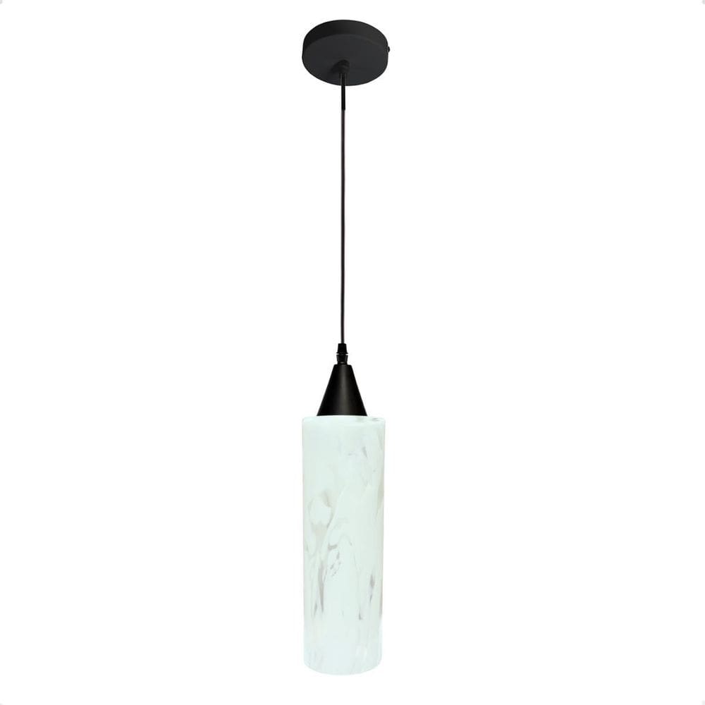 Pendente Anne Murano Leitoso Transparente E27 Bivolt Preto