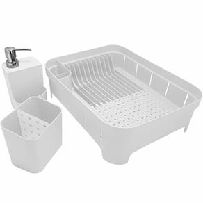 Kit 3 Utensílios Escorredor De Louça Talher Porta Detergente