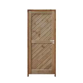 Porta Mexicana Diagonal Pinus 72 X 2.10 Batente Ecológico 11cm Fechadura Externa Lado Esquerdo - Rodam