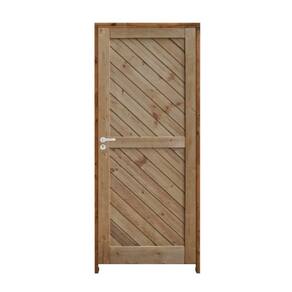 Porta Mexicana Diagonal Pinus 92 X 2.10 Batente Ecológico 14cm Fechadura Externa Lado Direito - Rodam