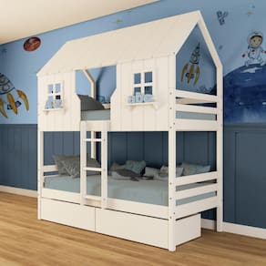 Beliche Casinha Encantada com 02 Gavetas Madeira Maciça Branco Megamobilia