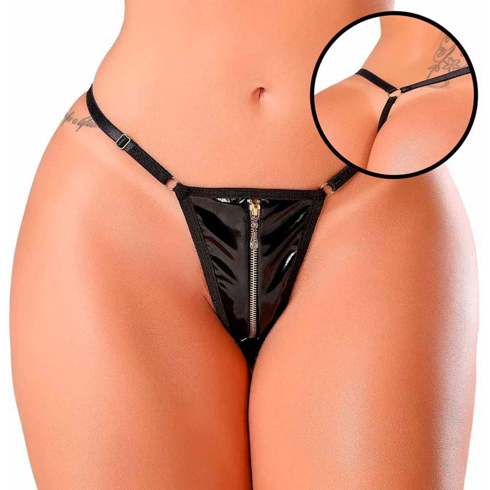 Calcinha Vinil com Zíper Fio Dental Provocante e Sensual transmita poder sensualidade e ousadia