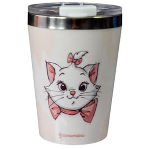 Copo Gata Marie Quente Gelado 300ml Com Tampa Oficial Disney