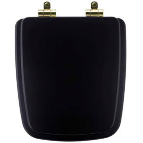 Tampa De Vaso Poliéster Com Fechamento Lento Boss Matte Black (preto Fosco) Para Louça Incepa Com Ferragem Dourada