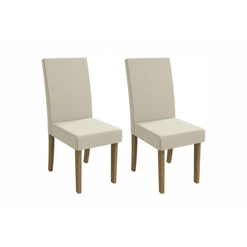 Kit 2 Cadeiras Sala Jantar 2CAD131 2 Un Canela/Linho Bege - Kappesberg
