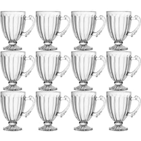 12 Xícaras Taças de Cristal 200ml com Pé Imperial Lyor Cafeteria Servir Expresso