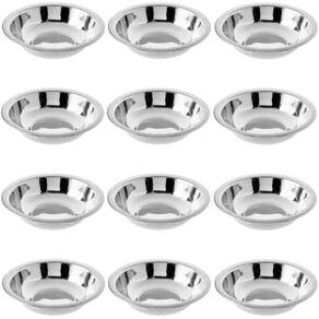 Kit 12 Tigelas Fundas 350ml Bowl Aço Inox Redondo 16cm Servir Hercules Multiuso