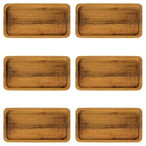 Kit 6 Bandejas Tábua Teca 20x10cm Petisqueira Bar Porção Ind