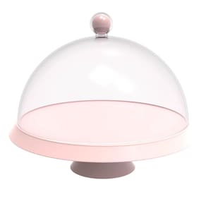 Porta Bolo 25cm Bubble com Cúpula e Pé Himalaia Rosa Crippa